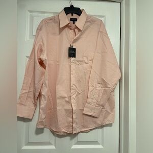 $ 10. NWT MENS STONE ROSE PEACH COTTON BUTTON DOWN SHIRT LONG SLEEVE SIZE L